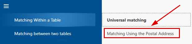 Matching using the postal address Matching using the postal address